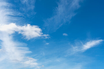 Naklejka na ściany i meble blue sky with white cirrus clouds