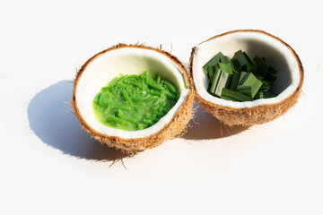 Rice flour pandan flavor in coconut milk