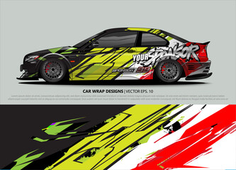 Car wrap decal design vector. abstract Graphic background kit designs for vehicle, race car, rally, livery, sport car