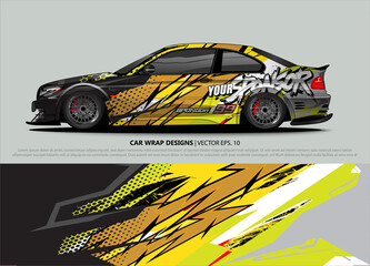 Car wrap decal design vector. abstract Graphic background kit designs for vehicle, race car, rally, livery, sport car