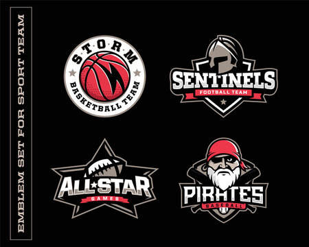 Modern professional logos and emblems for various sports teams
