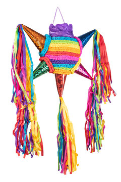 Colorful Mexican pinata used in birthdays and posadas with clipping path