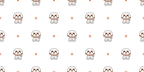 Cartoon character shih tzu dog seamless pattern background for design.