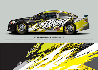 Fototapeta premium rally car livery design vector. abstract race style background for vehicle vinyl sticker wrap