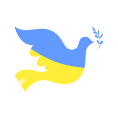 Abstract dove of peace in the colors of the Ukrainian flag, symbol. Vector