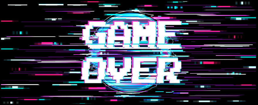 Distortion screen for game over. Wallpaper with error message