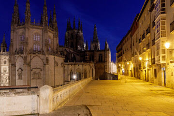 Fototapeta na wymiar burgos cathedral at night, castilla y leon, spain.