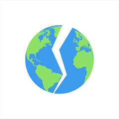 broken planet icon on white background. EPS 10