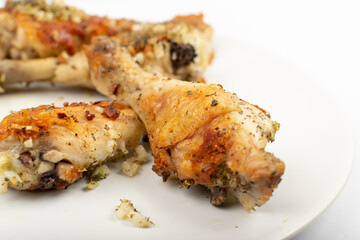 Macro photo fried chicken drumsticks