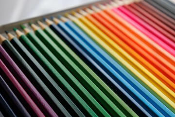 closeup of set of colorful pencils