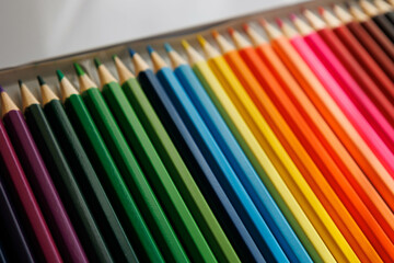 closeup of set of colorful pencils