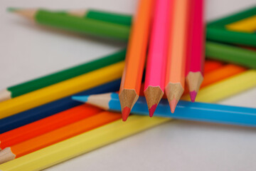 closeup of set of colorful pencils