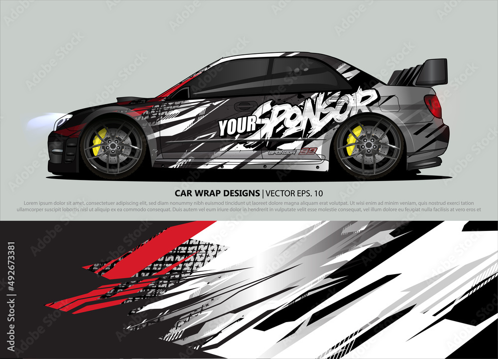 Sticker race car wrap design vector for vehicle vinyl sticker and automotive decal livery