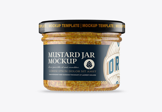 Glass Jar with Mustard Mockup