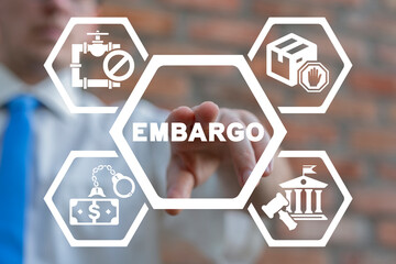 Concept of embargo busting, economic warfare and sanctions. - obrazy, fototapety, plakaty