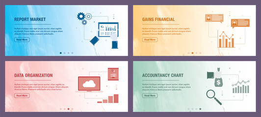 Finance, report, computer, financial, data and accountancy icons. Concepts of report market, gains financial, data organization and accountancy chart. 