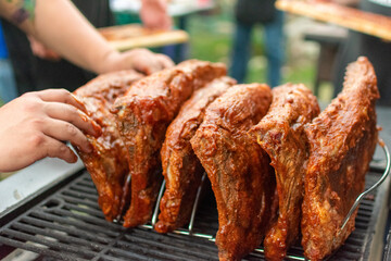 costillas de cerdo a la bbq 

costillas a la barbecue

bbq 

costillas de cerdo en salsa a la barbecue  en asador 
