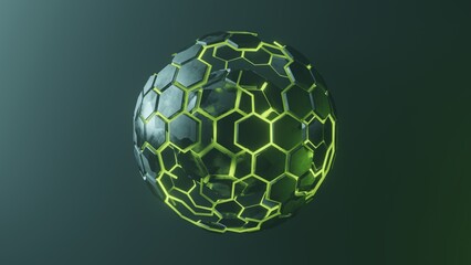 Futuristic physics atomic core. Abstract Geometry Sphere 3d Render