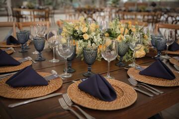 table set for a wedding reception