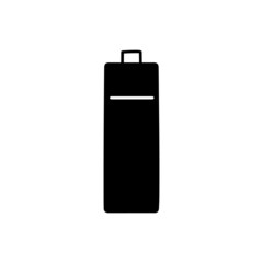 Battery, energy icon in black flat glyph, filled style isolated on white background