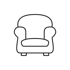 Armchair icon in black line style icon, style isolated on white background