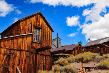 Adandoned buildings at the Bodie State Historic Park, a gold rush ghost town east of the Sierra...