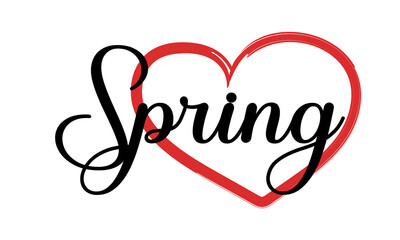 Spring Text Vector With Heart