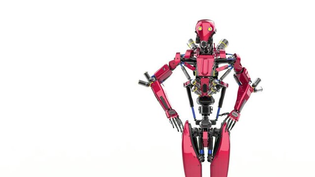 super robot is showing the way on white background