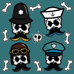 Skull and crossbones icon set sticker