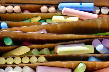 multi colored jumbo sidewalk chalk at the park