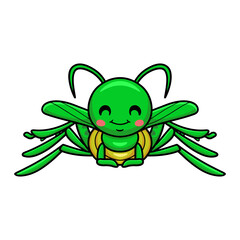 Cute little mantis cartoon character