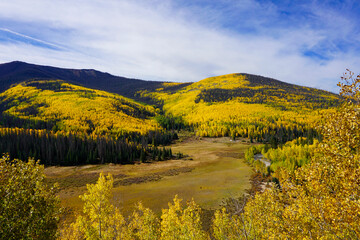 View of Colorado Mountains Covered in Fall Color