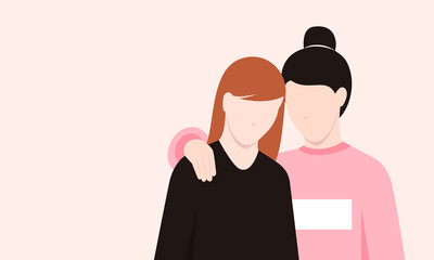 Sisterhood. Vector illustration with copy space. Concept of friendship, female support and community