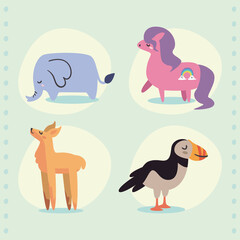 four cute doodles animals
