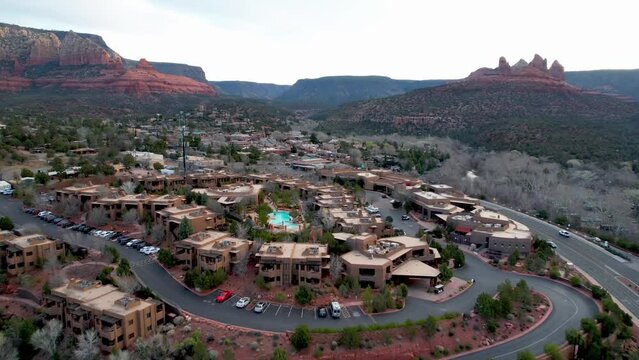 Aerial push over new development in Sedona Arizona