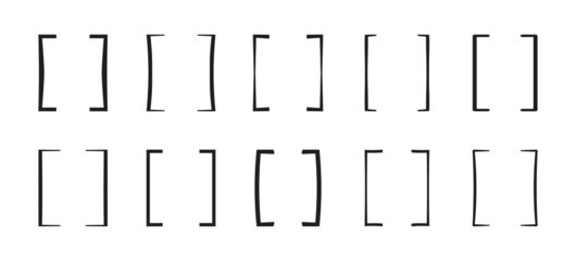 Square brackets set. 10 typographic symbols collection.	