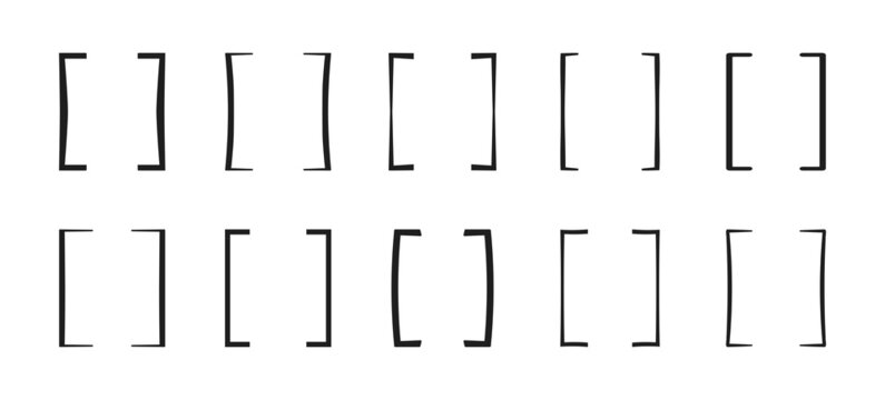 Square brackets set. 10 typographic symbols collection.	