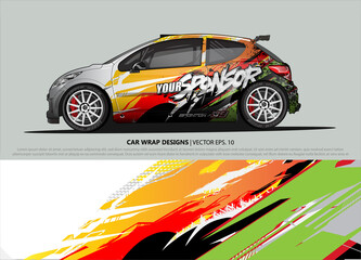Fototapeta premium Racing car wrap design vector for vehicle vinyl sticker and automotive decal livery 