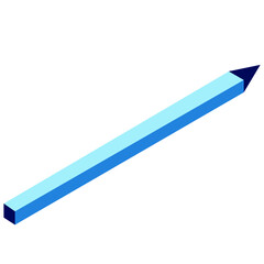 Isometric pen in blue. 2D style pen