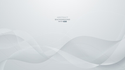Gray gradient background with abstract dynamic wave. The lines flow smoothly. Vector illustration