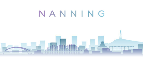 Obraz premium Nanning Transparent Layers Gradient Landmarks Skyline
