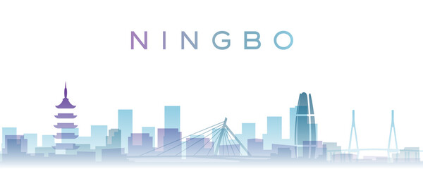 Obraz premium Ningbo Transparent Layers Gradient Landmarks Skyline