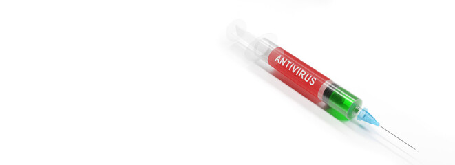 Medical syringe with a needle for vaccination. 3D Rendering