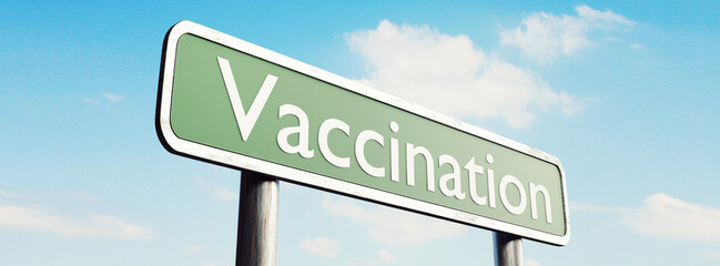 Sign for vaccination and virus proteciton. 3D Rendering