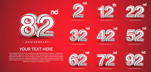set anniversary logotype premium collection white color isolated on red background