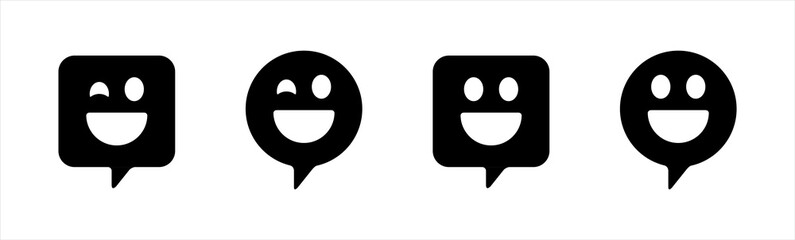 Happy smile speech bubble icon symbol, vector illustration