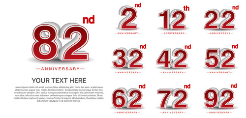 set anniversary logotype premium collection red color isolated on white background