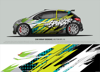 Car wrap decal design vector. abstract Graphic background kit designs for vehicle, race car, rally, livery, sport car