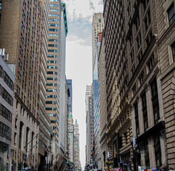 Fototapeta na wymiar Brick buildings and street trees in Manhattan