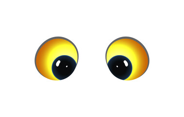 Cartoon cute eyes of a creature, animal or a cat, scared or amazed emotion. Isolated monsters eyes for kids stickers or other children design. Vector cartoon for kids.
